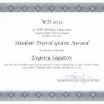 Student Travel Grant Award by IFIP Wireless Days 2011